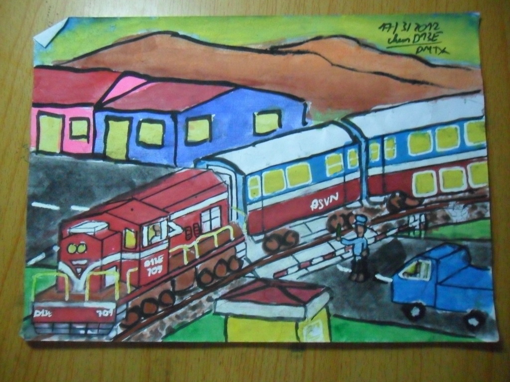 vẽ tranh an toàn giao thông đường sắt
