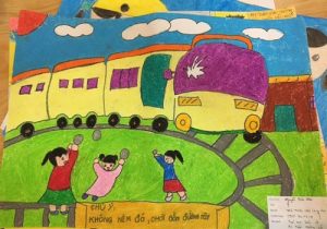Cách vẽ tranh an toàn giao thông đường sắt