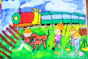 Cách vẽ tranh an toàn giao thông đường sắt